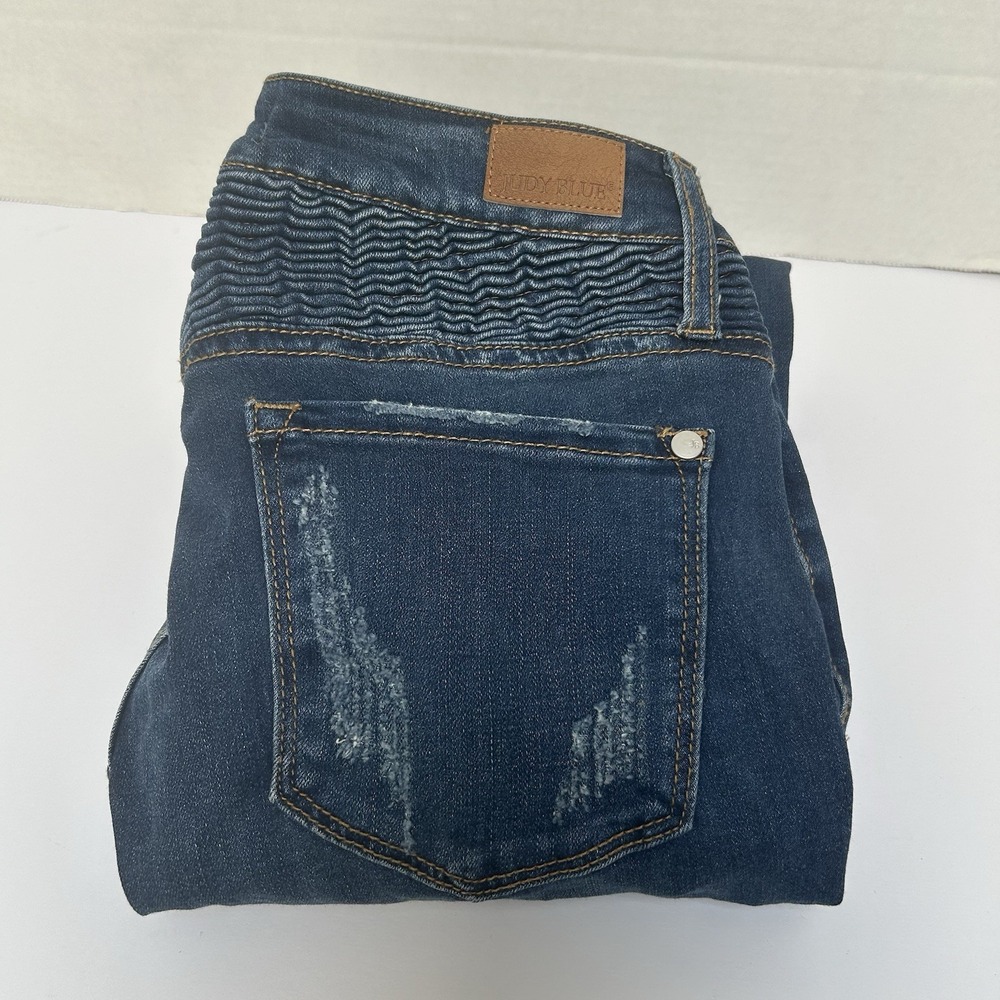 Judy Blue Skinny Fit Mid-Rise Moto Distressed Jeans Size 5/27 Style #8469